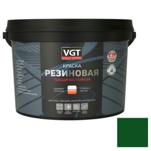 Краска резиновая трещиностойкая VGT зеленая 3 кг