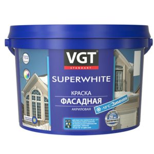 Краска фасадная VGT ВД-АК –1180 зимняя супербелая 3 кг