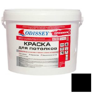 Краска для потолка ODISSEY Premium ВДАК-212 стойкая к истиранию чёрная 40 кг