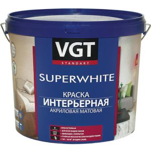 Краска интерьерная VGT ВД-АК-2180 супербелая 45 кг