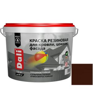 Краска резиновая Dali для кровли, цоколя, фасада красно-коричневая 12 кг