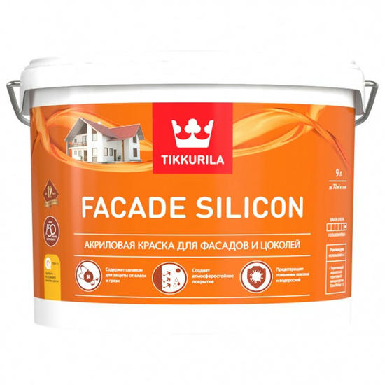 Краска фасадная Tikkurila Facade Silicon база VVA глубокоматовая 9 л