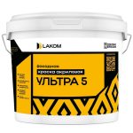 Краска акриловая фасадная Lakom Ультра-5 супербелая износостойкая моющаяся 25 кг