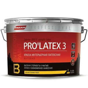 Краска латексная Parade Professional E3 Pro Latex3 интерьерная матовая основа А 2,7 л