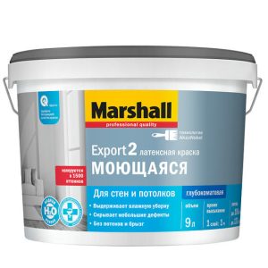 Краска для стен и потолков Marshall Export-2 база BW глубокоматовая 9 л