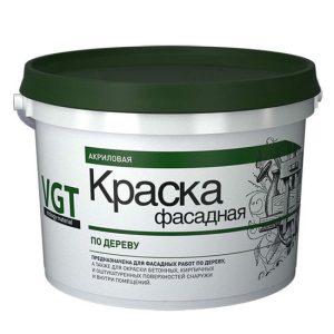Краска акриловая VGT ВД-АК-1180 фасадная по дереву белая 7 кг