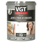 Краска моющаяся VGT Premium IQ123 для стен и обоев база С 7 л