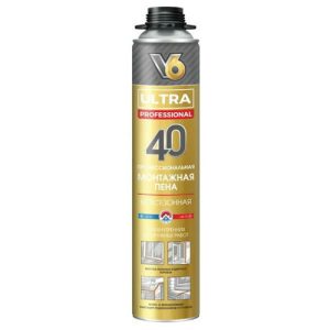 Пена монтажная профессиональная V6 ULTRA40 всесезонная 0,75л