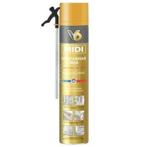 Пена монтажная бытовая V6 Midi 35 всесезонная 0,75л