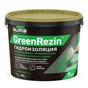 Гидроизоляция эластичная Glims GreenResin на водной основе 7 кг