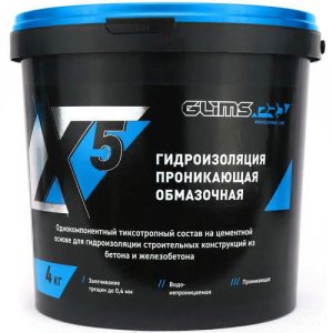 Гидроизоляция обмазочная проникающая Glims WP X5 4 кг