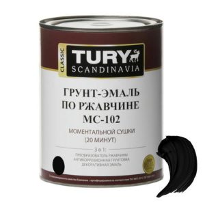 Грунт-эмаль алкидная TURY MC-102 3в1 по ржавчине быстросохнущая 0,9кг черная