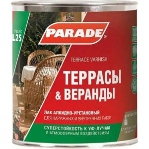 Лак алкидно-уретановый Parade Classic L25 Террасы & Веранды глянцевый 0,75 л
