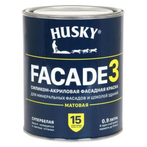 Краска в/д фасадная HUSKY FACADE 3 силикон-акриловая 0,9л база А