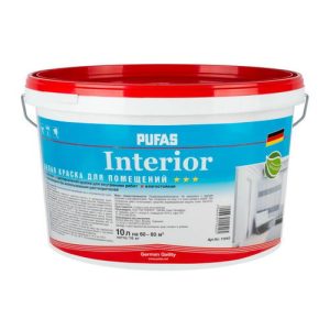 Краска интерьерная Pufas Interior oснова А, влагостойкая, белая, КМ0 (10 л)
