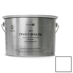 Грунт-эмаль по ржавчине Elcon 3 в 1 матовая RAL 9003 белая 10 кг