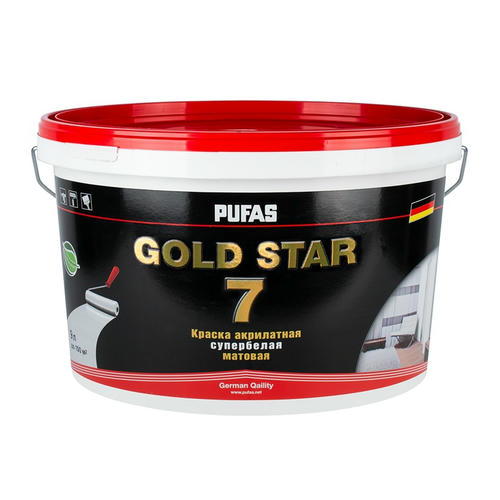 Краска акрилатная Pufas Gold Star 7 основа D матовая (9 л)