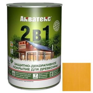 Покрытие алкидное защитно-декоративное для древесины Акватекс 2 в 1 полуматовое Калужница 0,8 л