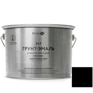 Грунт-эмаль по ржавчине Elcon 3 в 1 матовая Ral 9005 черная 10 кг