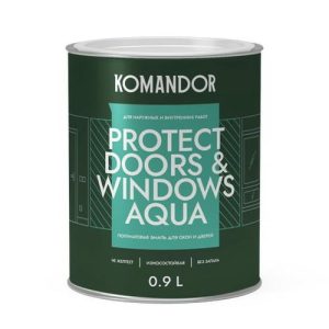 Эмаль KOMANDOR Protect Doors&Windows база А для окон 0,9 л белая