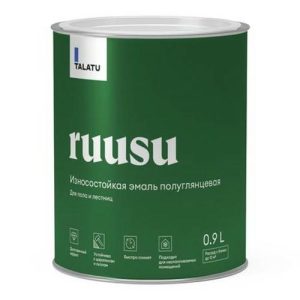 Эмаль полиуретановая TALATU Ruusu База С для полов 0,9 л бесцв