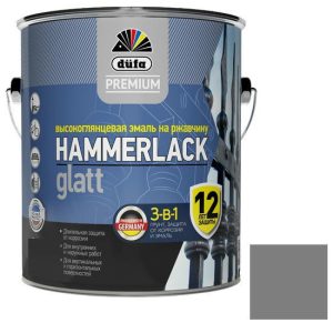 Эмаль по ржавчине Dufa Premium Hammerlack 3 в 1 гладкая RAL 7040 серая 0,75 л
