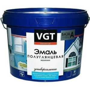 Эмаль универсальная VGT ВД-АК-1179 полуглянцевая База А супербелая 2,5 кг