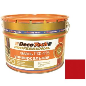 Эмаль DecoTech Professional ПФ-115 Ral 3020 ярко-красная глянцевая 10 кг