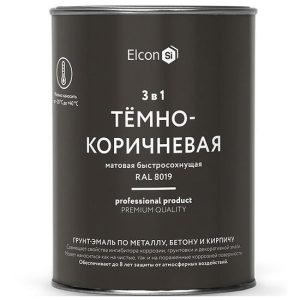 Грунт-эмаль по ржавчине Elcon 3 в 1 матовая Ral 8019 темно-коричневая 0,8 кг