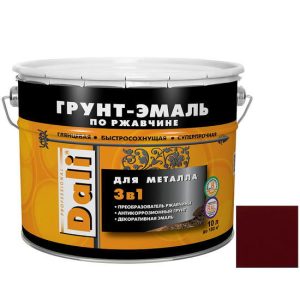 Грунт-эмаль по ржавчине Dali 3 в 1 гладкая RAL 3011 красно-коричневая 10 л