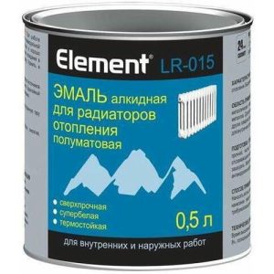 Эмаль для радиаторов алкидная ELEMENT LR-015 белая полуматовая (0,5л)