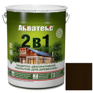 Покрытие алкидное защитно-декоративное для древесины Акватекс 2 в 1 полуматовое Палисандр 20 л