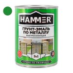 Грунт-эмаль по металлу HAMMER 0,9кг зеленая