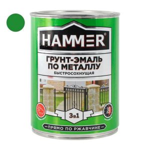 Грунт-эмаль по металлу HAMMER 0,9кг зеленая
