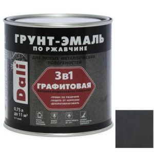 Грунт-эмаль по ржавчине Dali 3 в 1 графитовая серая 0,75 л
