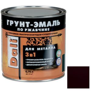 Грунт-эмаль по ржавчине Dali 3 в 1 гладкая винно-красная RAL 3005 0,75 л