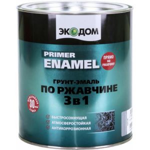 Грунт-эмаль по ржавчине 3в1 ЭКОДОМ Белый RAL 9010 (2,2кг)