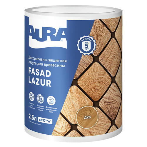 Средство деревозащитное Aura Fasad Lazur дуб 2,5л