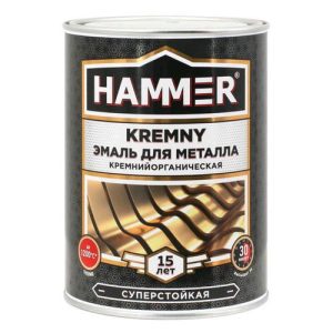 Эмаль термостойкая HAMMER Kremny для металла 0,8кг серебристая RAL9006