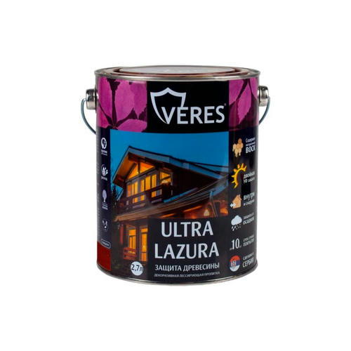 Декоративный антисептик VERES Ultra Lazura №3 Тик 2,7 л — изображение 2
