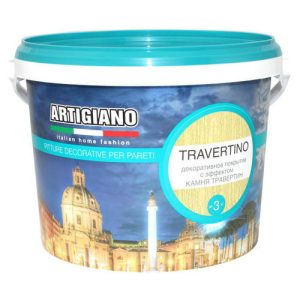 Краска декоративная ARTIGIANO Travertino 2,5л белая