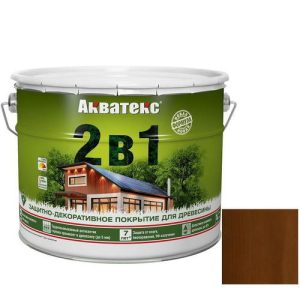 Покрытие алкидное защитно-декоративное для древесины Акватекс 2 в 1 полуматовое Орех 9 л