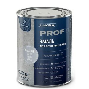 Эмаль для бетонных полов быстросохнущая Лакра Prof it RAL 7040 серое окно 0,8 кг