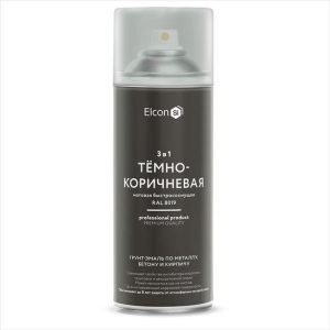 Грунт-эмаль аэрозоль по ржавчине Elcon 3 в 1 матовая темно-коричневая RAL 8019 520 мл