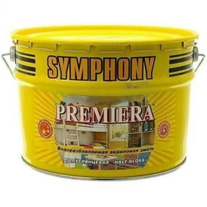Эмаль акриловая Symphony Premiera А полуглянцевая в пластиковом ведре 2,7 л