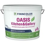 Краска акриловая FINNCOLOR Oasis Kitchen&Gallery для стен и потолков база A 9л белая