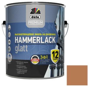Эмаль по ржавчине Dufa Premium Hammerlack 3 в 1 гладкая RAL 8017 шоколадно-коричневая 2,5 л