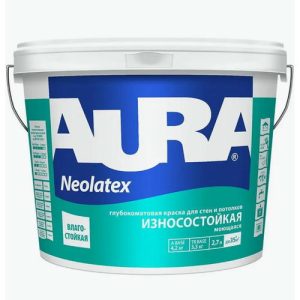 Краска износостойкая для стен и потолков "AURA NEOLATEX"(TR) 2,7л