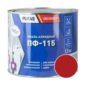 Эмаль Pufas Decoself ПФ-115 красная (1,9 кг)