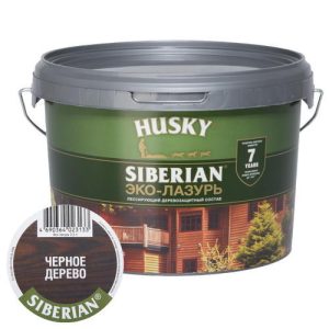 Защит. декор. покрытие HUSKY SIBERIAN ЭКО-ЛАЗУРЬ полуматовый черный 2,5л